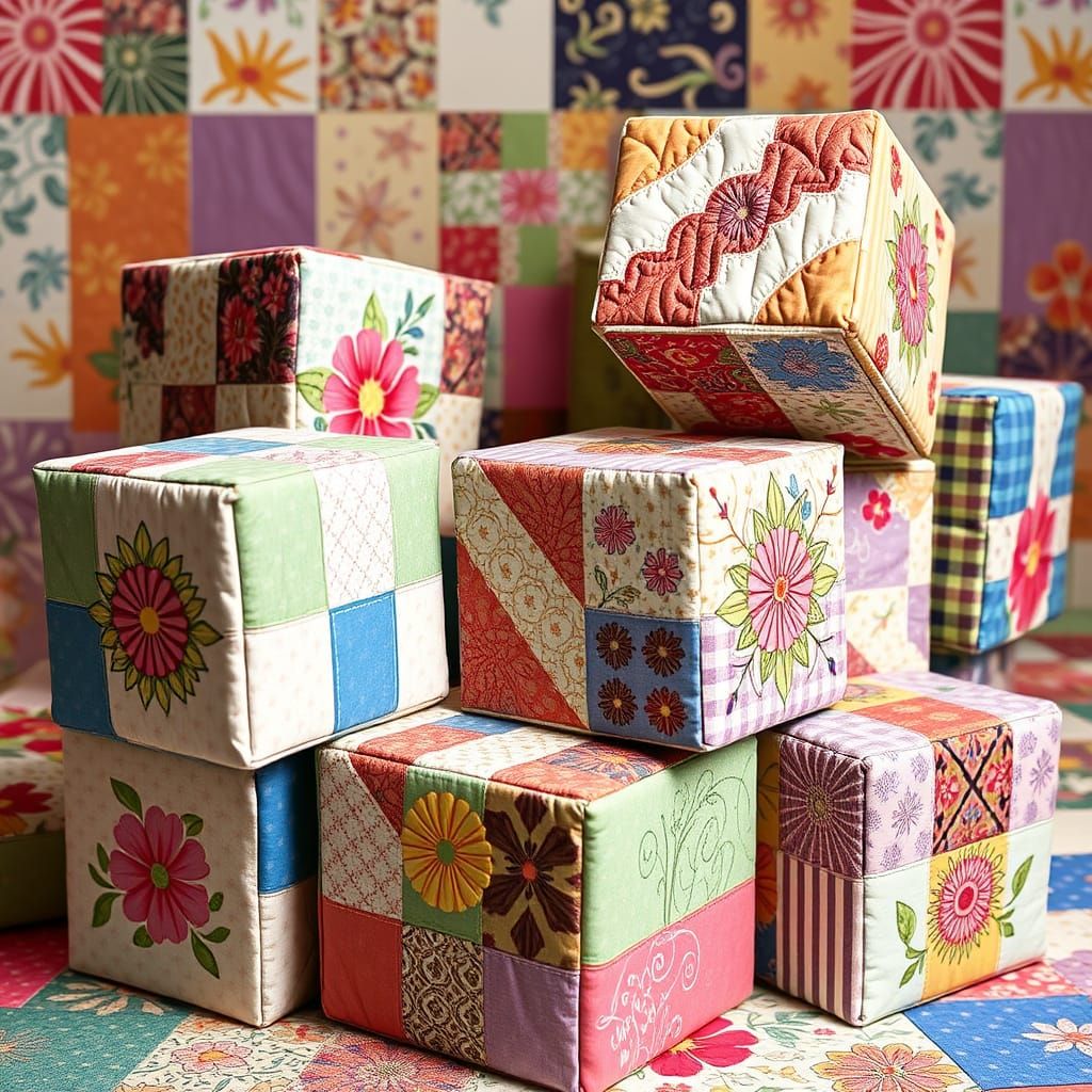 Pastel Cubes in Whimsical Patchwork Harmony