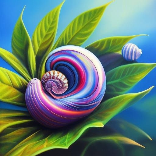 Hyperrealistic Snail Painting in Deep Color