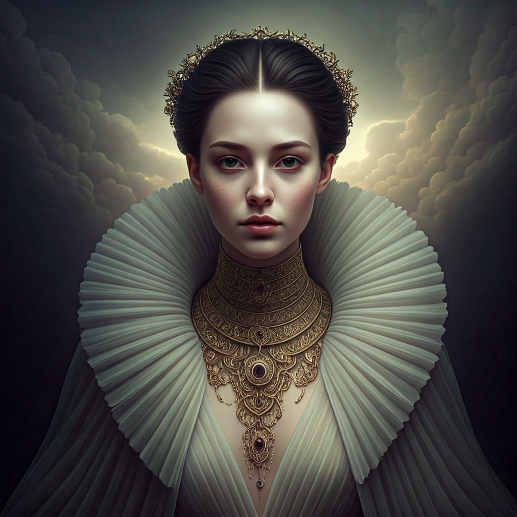 Ethereal Woman in Dramatic Lighting: Digital Matte Painting