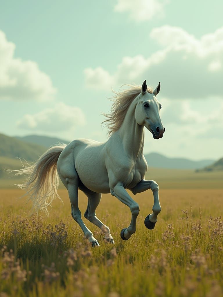 Cyberpunk Horse Gallops Through Trinidadian Field