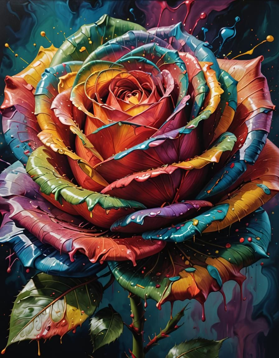 Hyperrealistic Giant Silk Rose in Abstract Setting