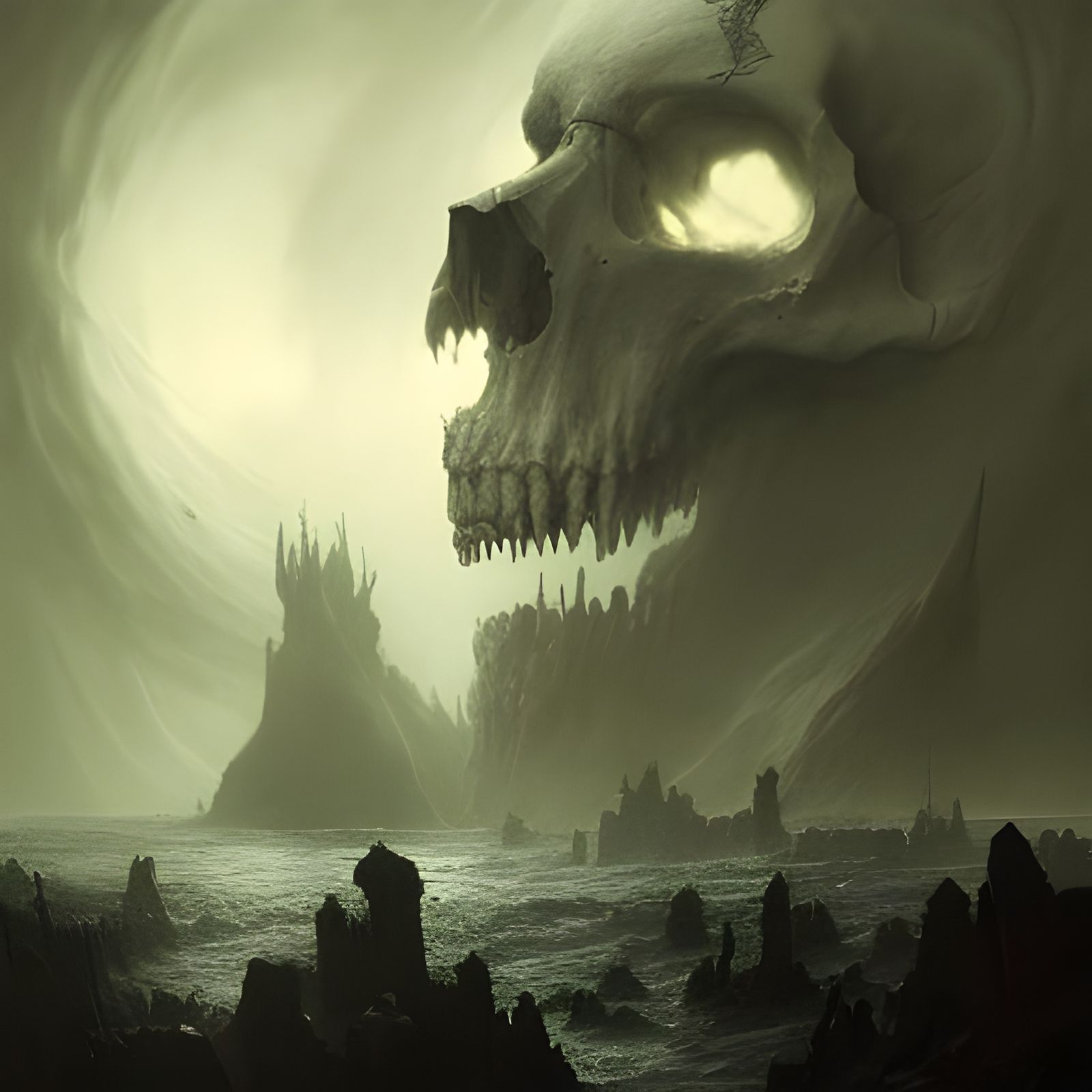 Skull Island Horror Landscape in Doré Style