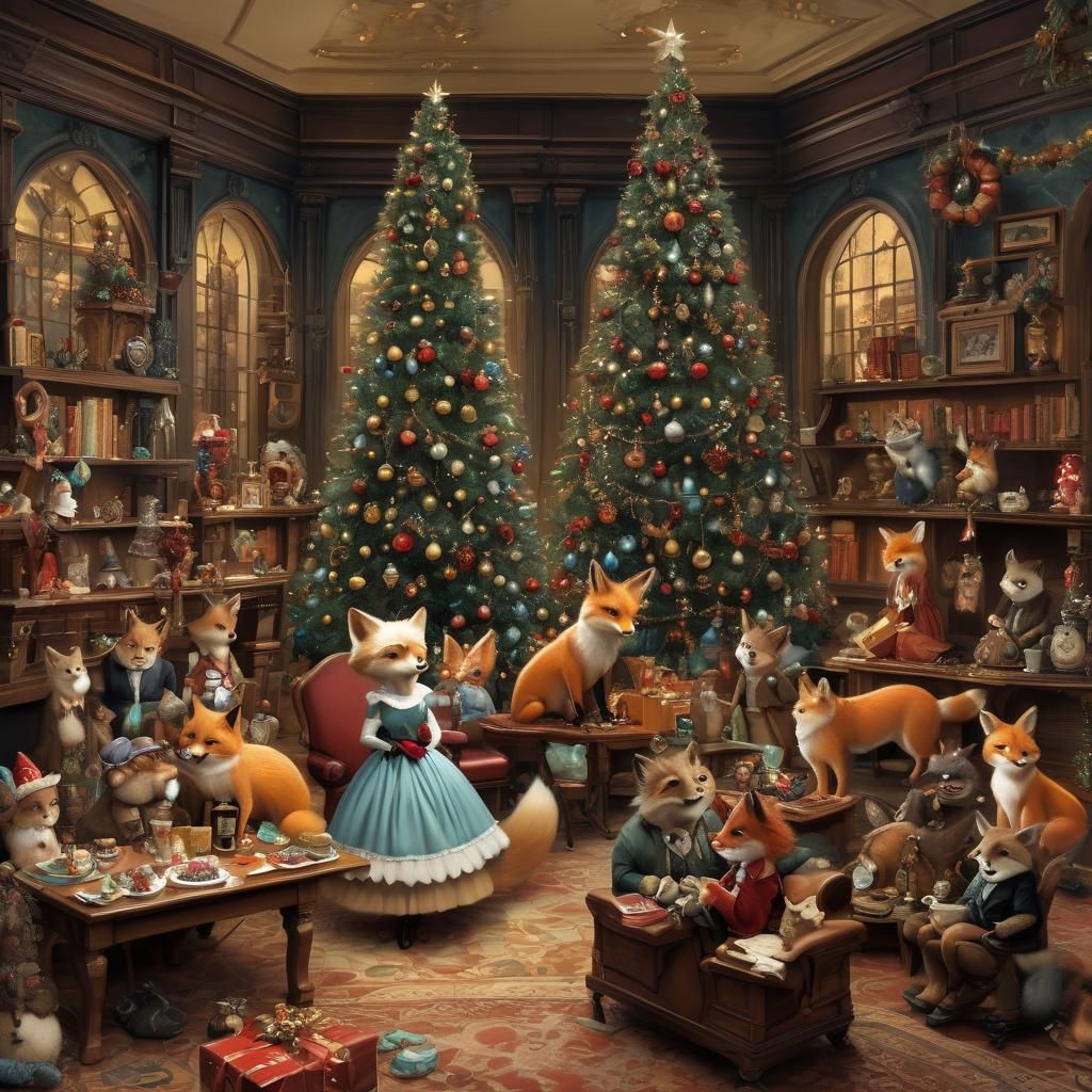 Whimsical Fox Family Christmas Celebration