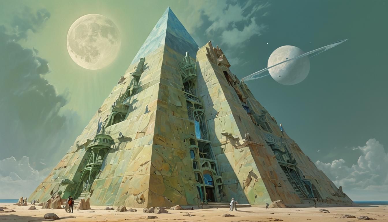 Surreal Pyramid in Chiaroscuro Style