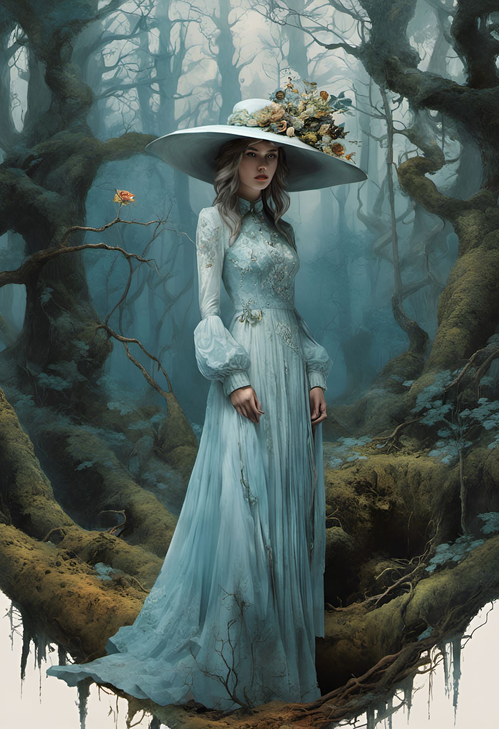 Woman Lost in Forest: Fantasycore Art