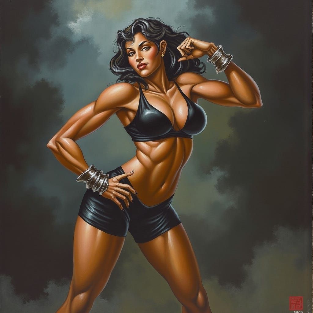 Muscular Heroine Showcases Skills in Dramatic Setting