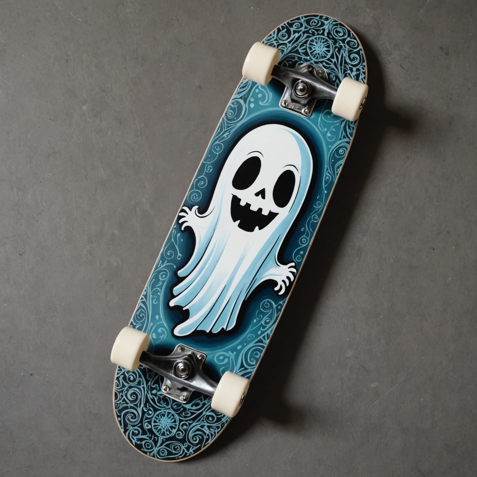 Ghost Skateboard in Style of James Gurney