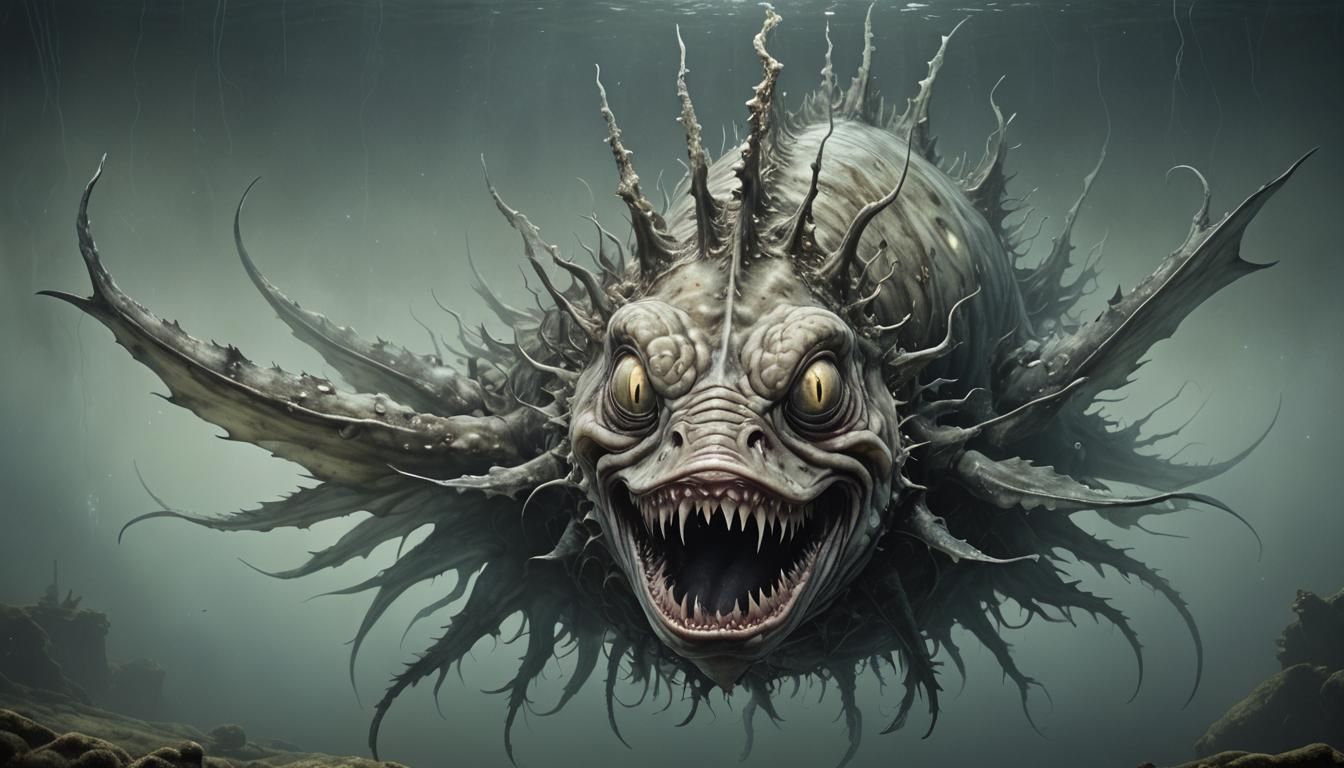Eerie Monkfish in Tim Burton Style