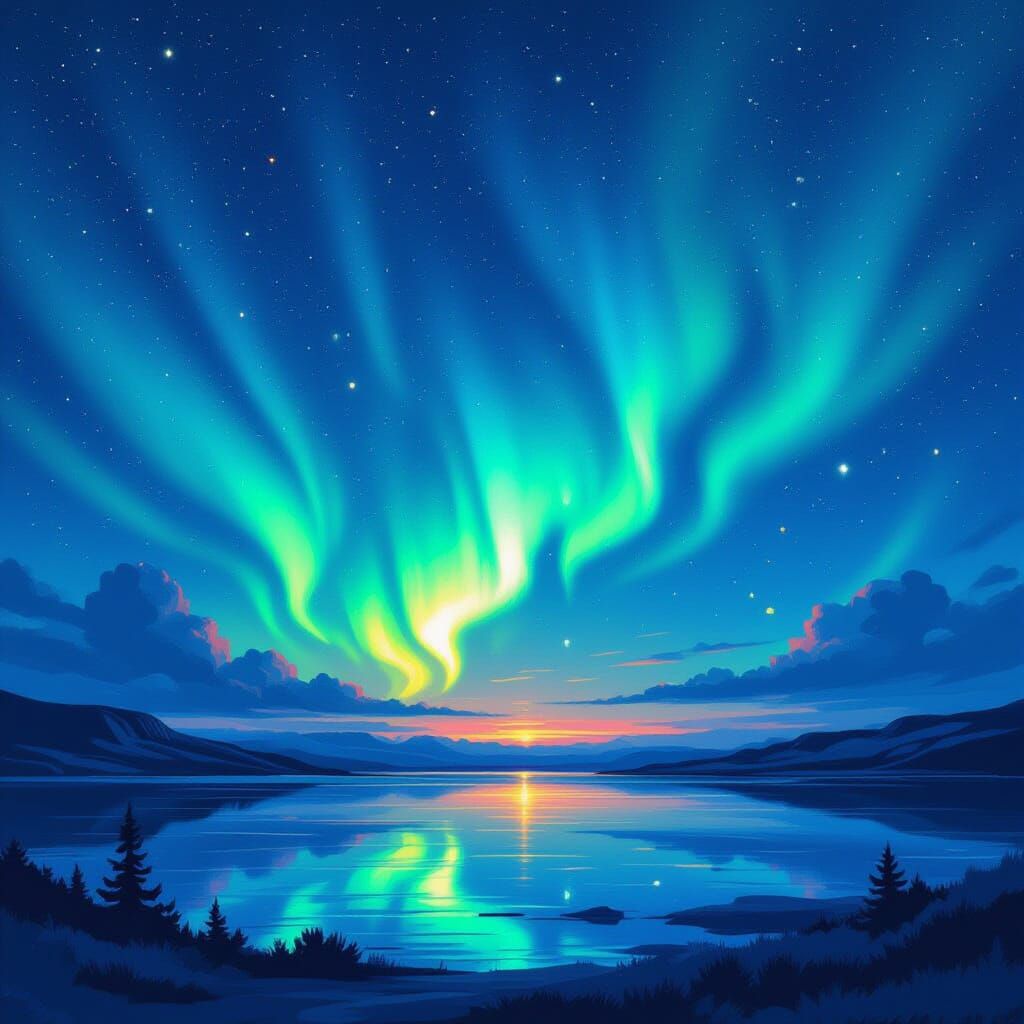 Aurora Borealis in Van Gogh Style