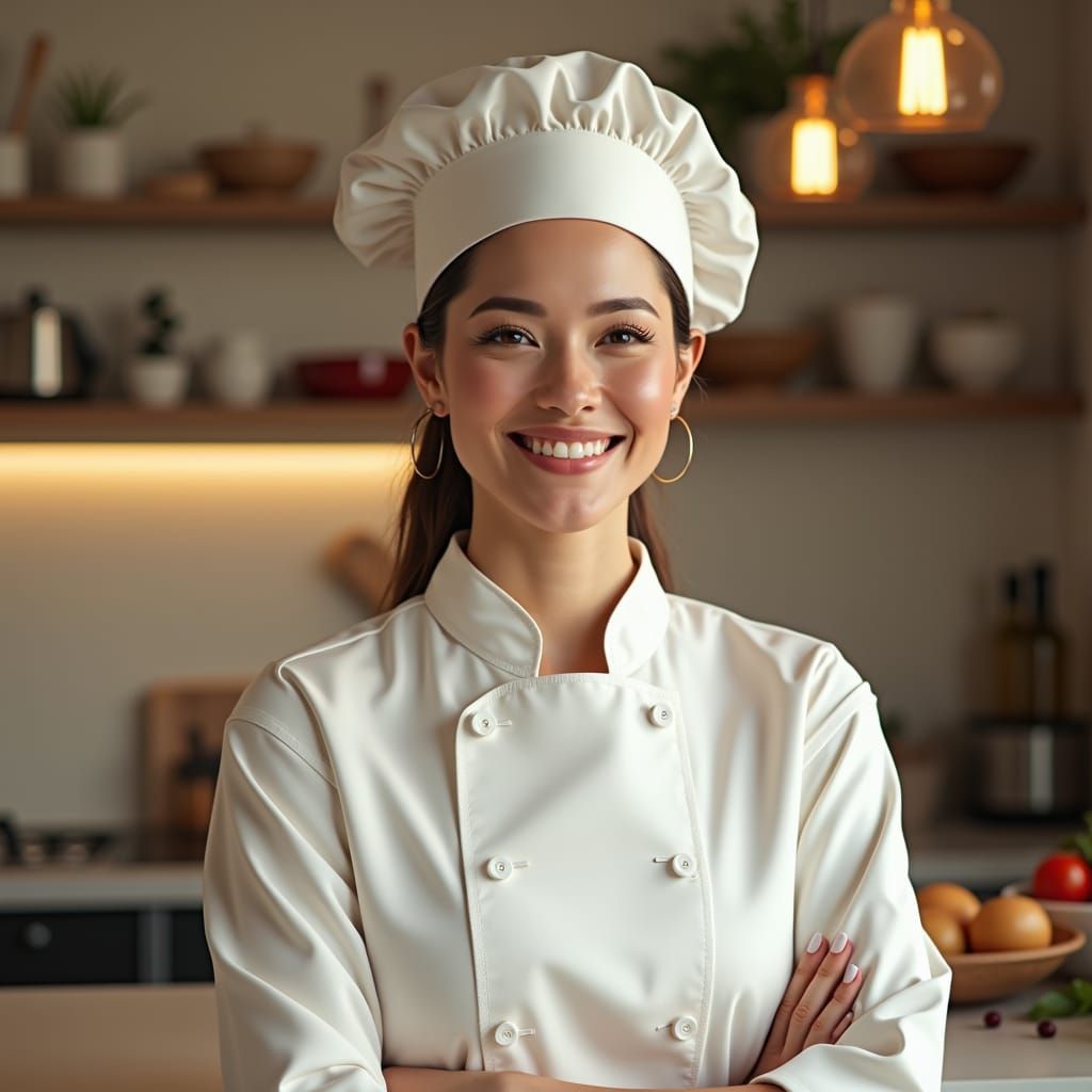 Confident Chef in Modern Kitchen: Fantasy Concept Art