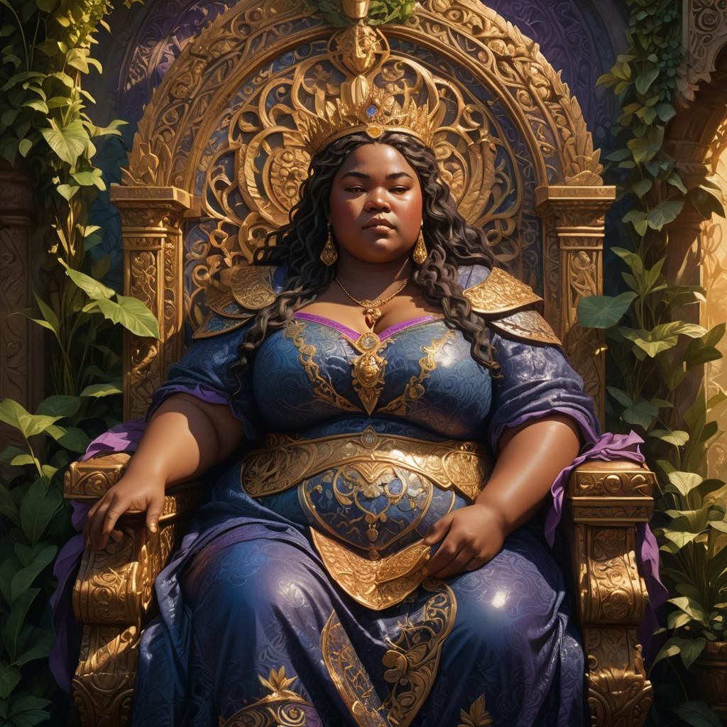 Regal Obese Woman on Throne: Fantasy Concept Art