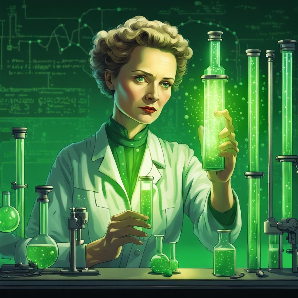 Woman Scientist with Glowing Fluid: Early 1900s