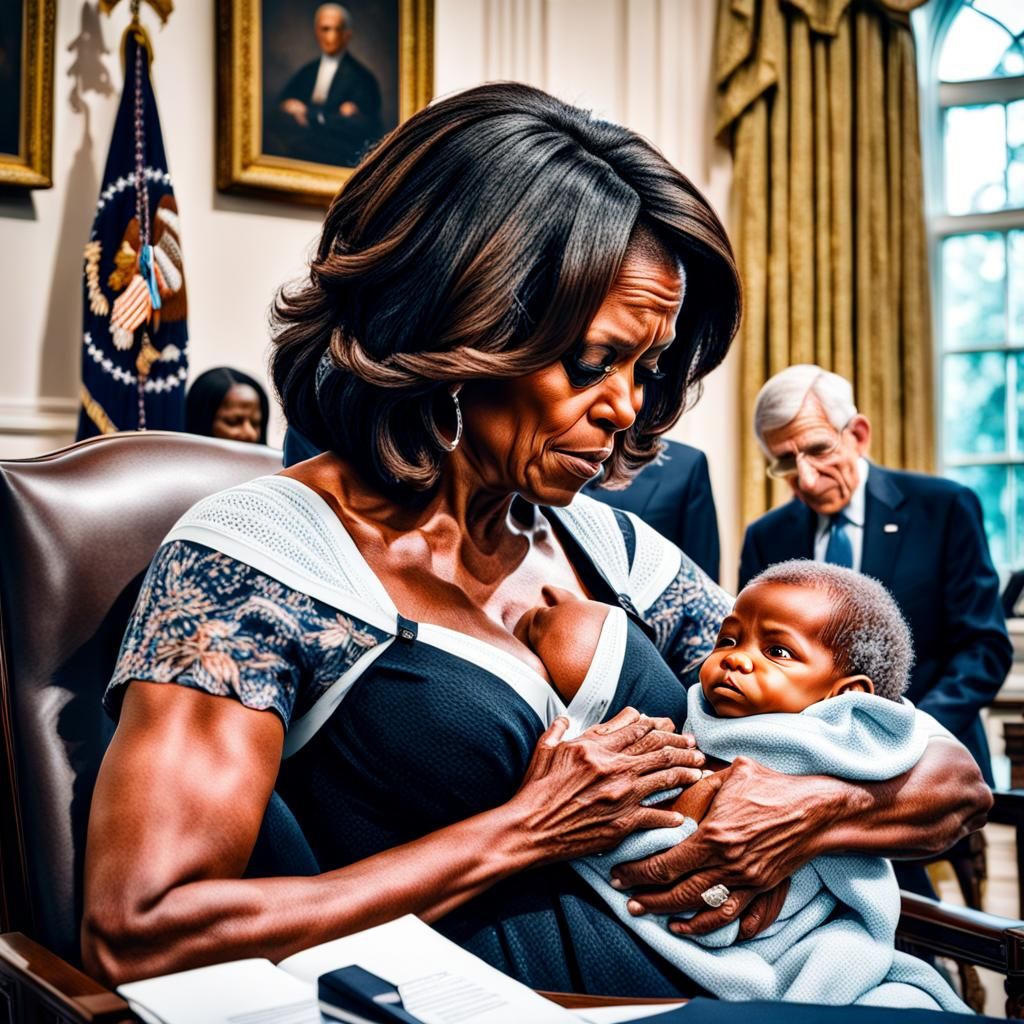 Hyperrealistic Image: Michelle Obama Breastfeeding Anthony F...