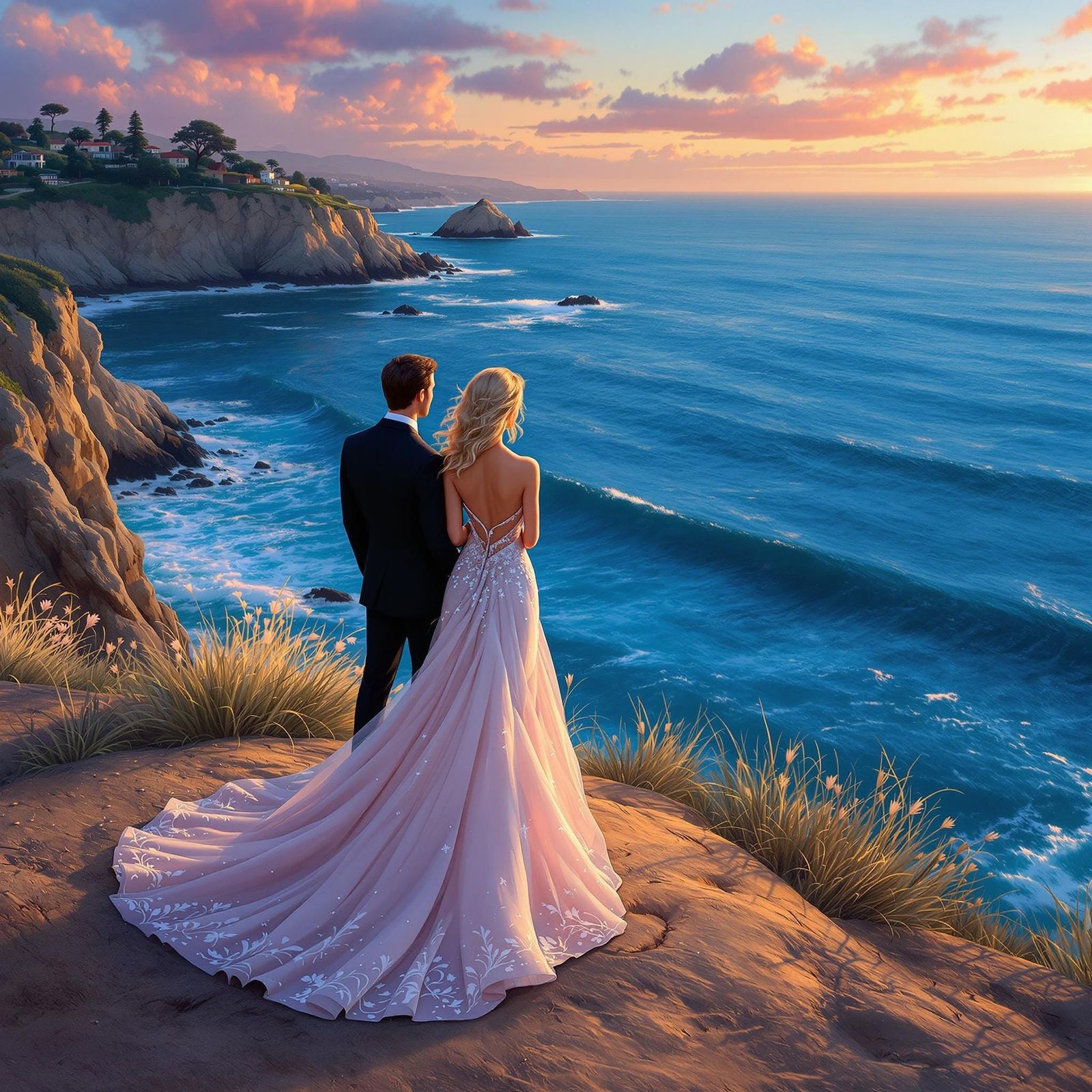 Elegant Couple on Laguna Beach Cliffs