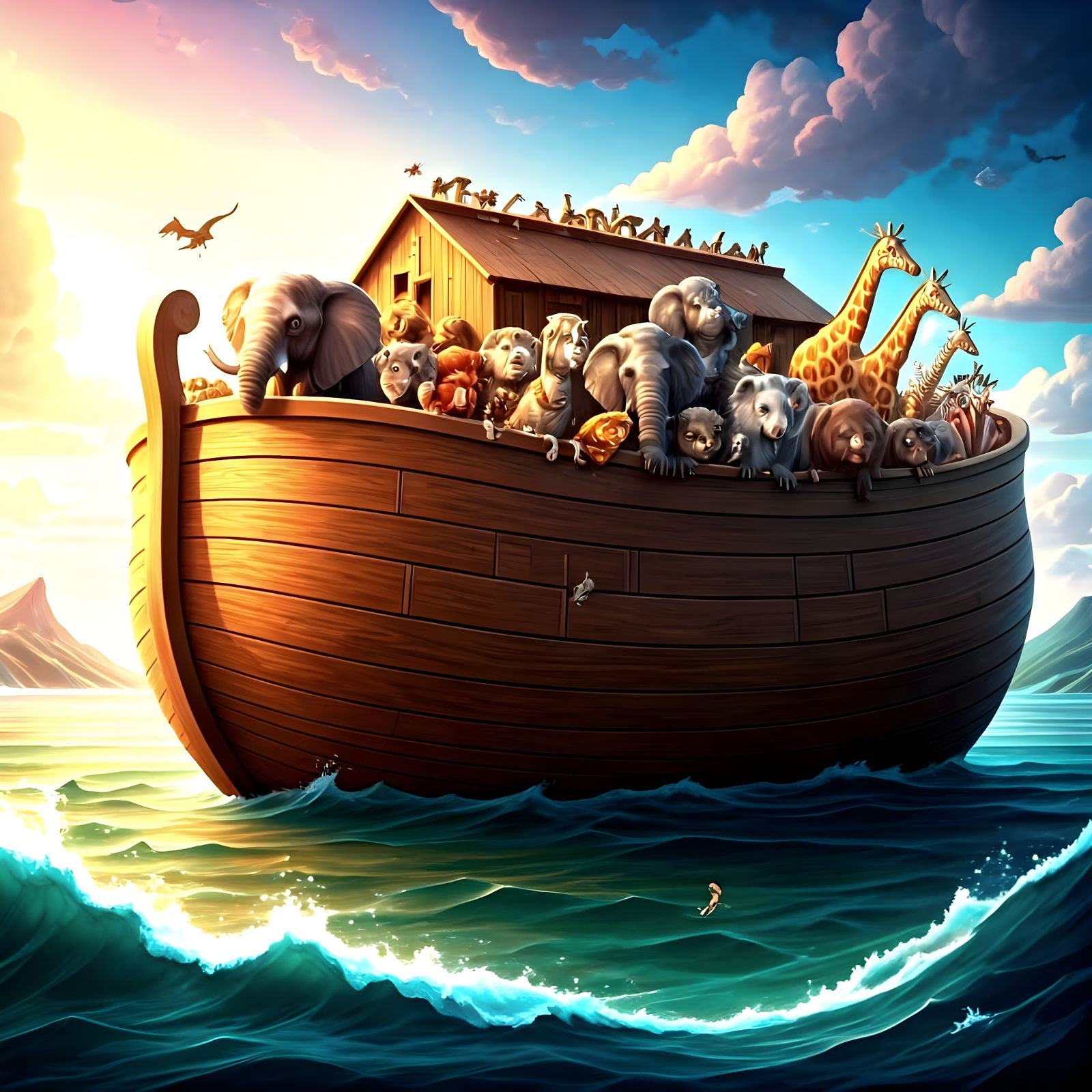 Noah's Ark Sails Through a Turbulent Flood
