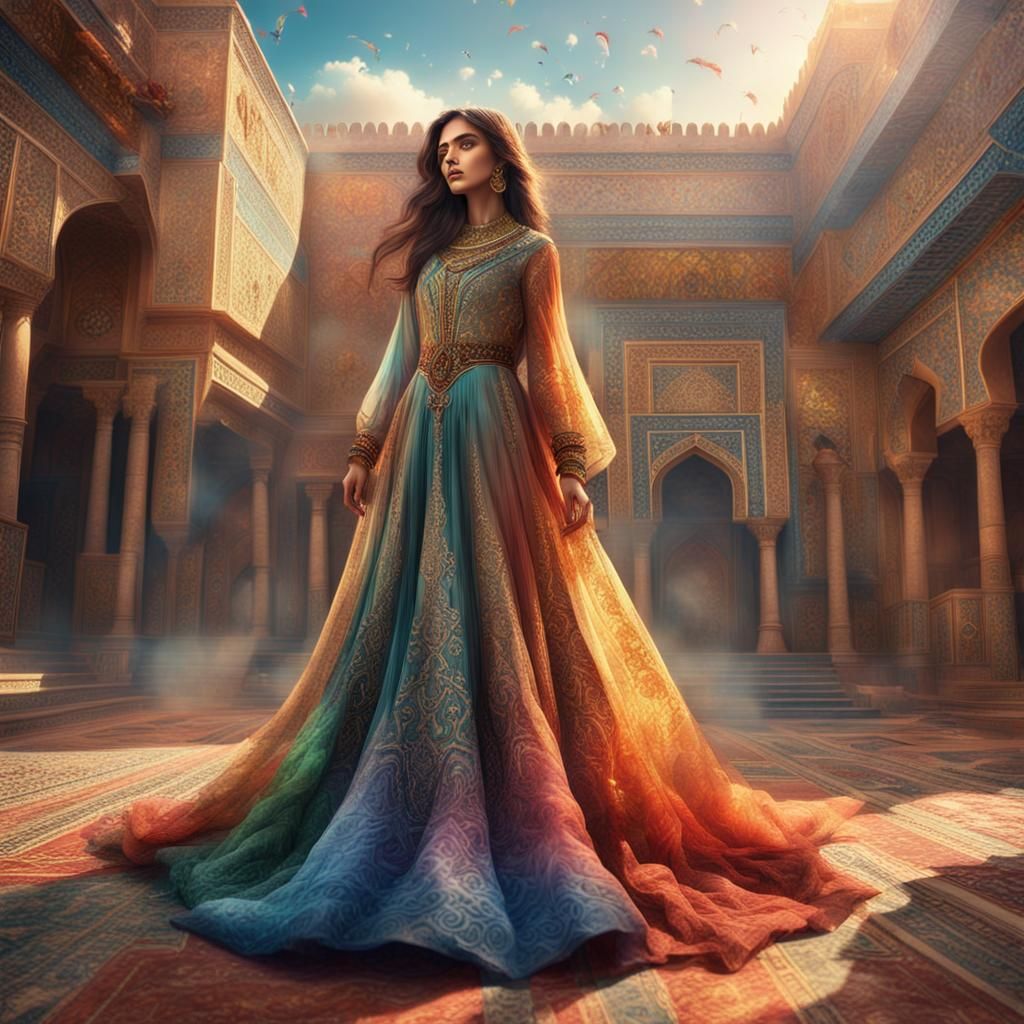 Colorful Arabic Dress in a Fantasy Landscape