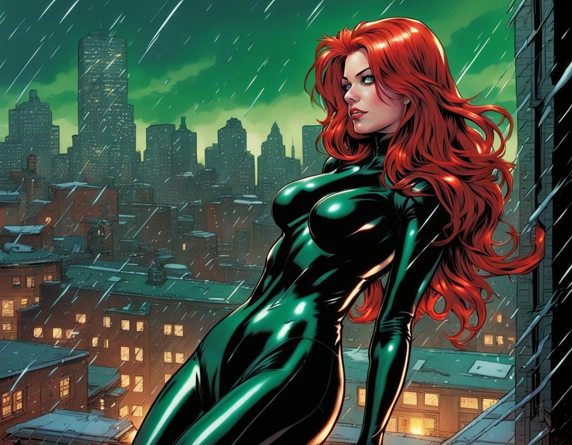Mary Jane as Black Cat in Comic Book Art