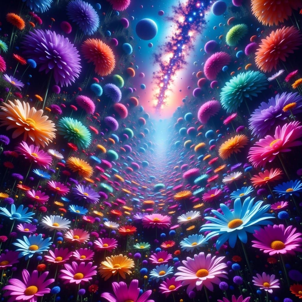 Vibrant Psychedelic Greenhouse in Futuristic Style