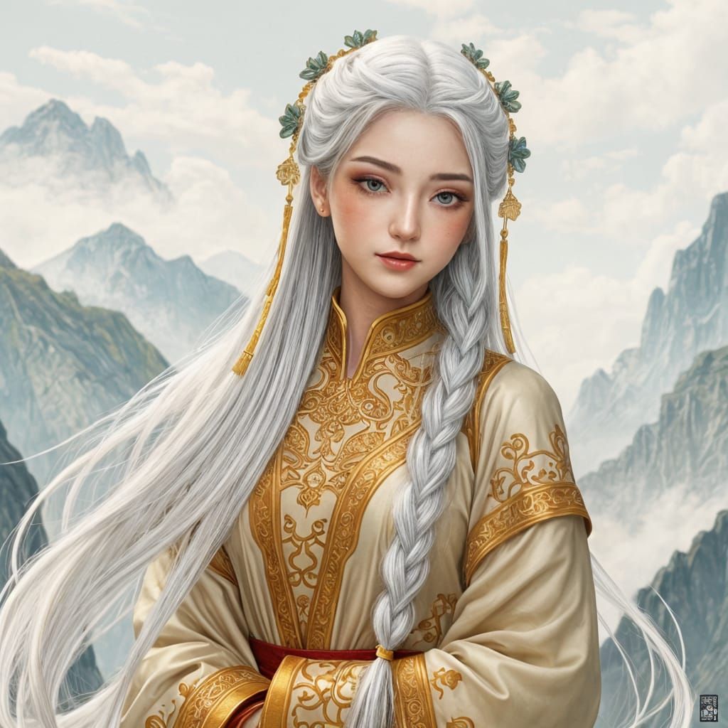 Oriental Woman in Xianxia Clothing Portrait