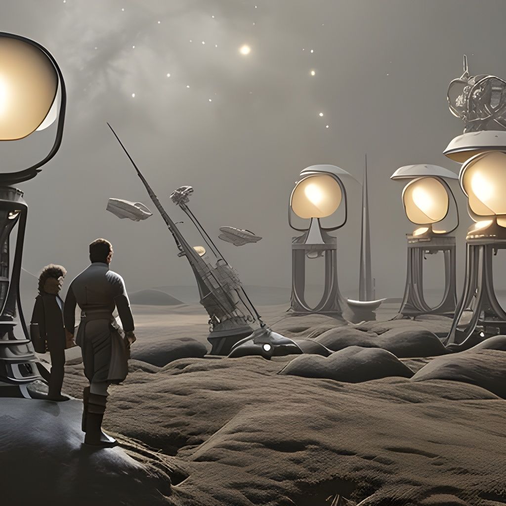 Interstellar Starship Exploration in Surrealist Style