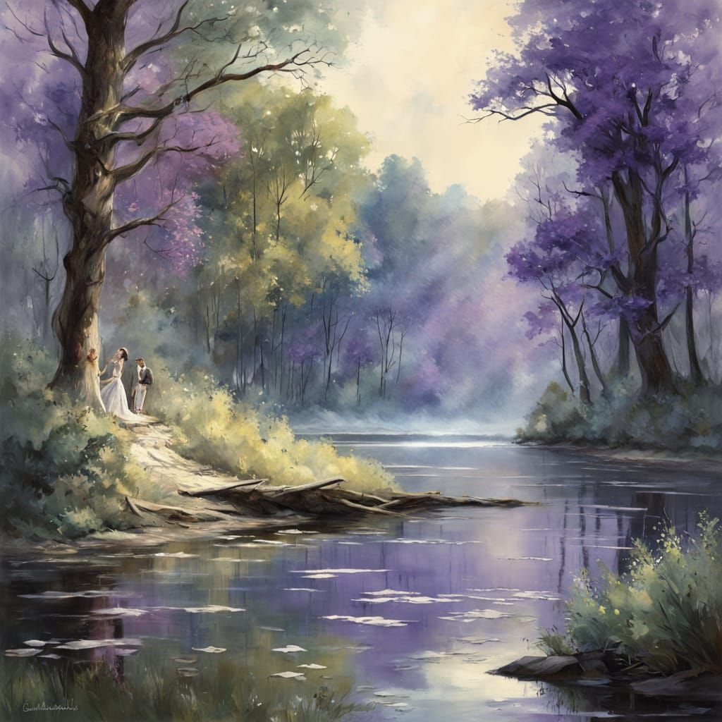 Ethereal Summer Scene in Impressive Gouache Style