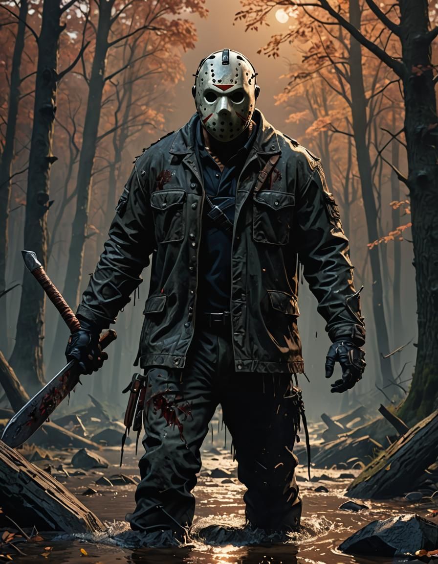Detailed Matte Painting of Jason Voorhees