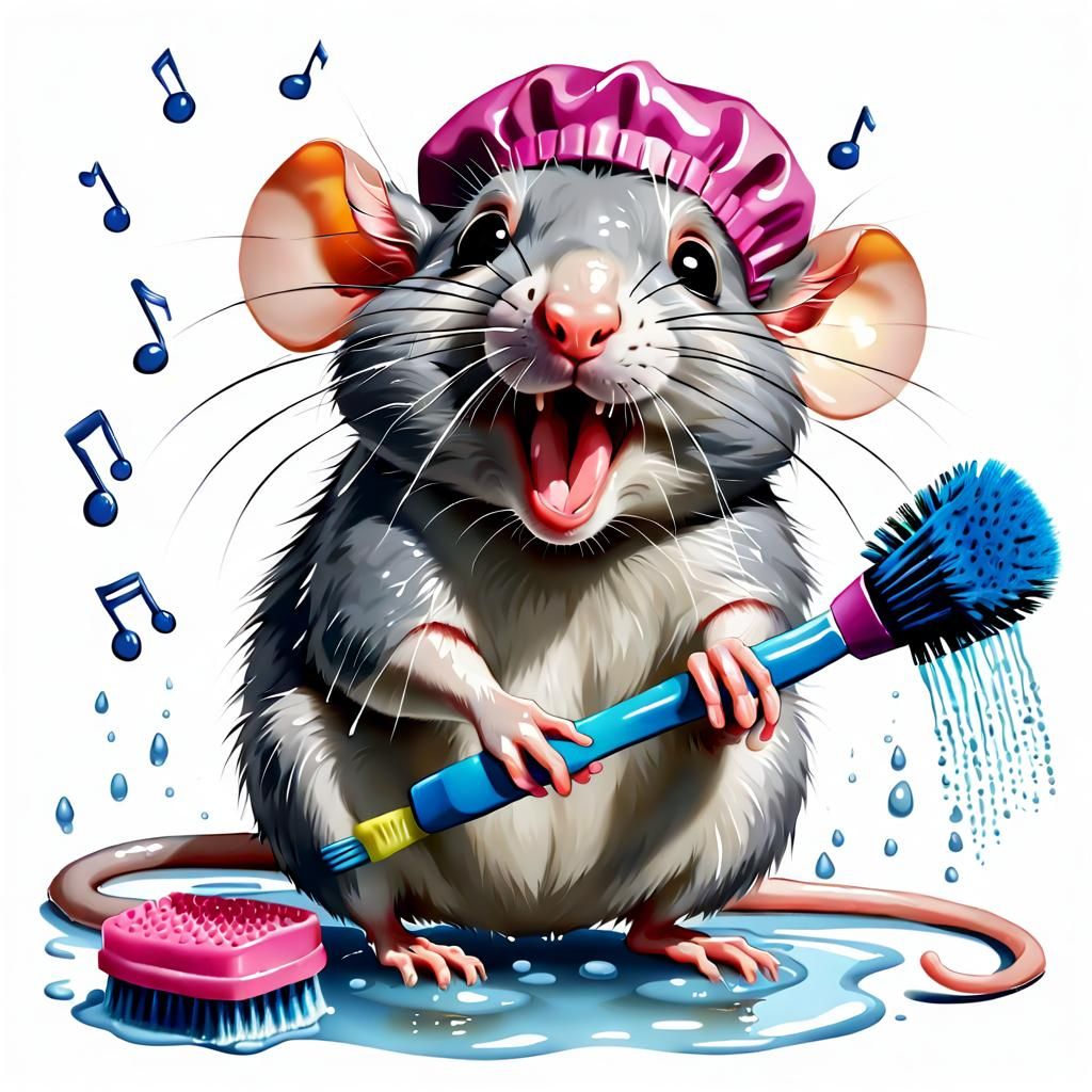 Adorable Rat Singing in the Shower