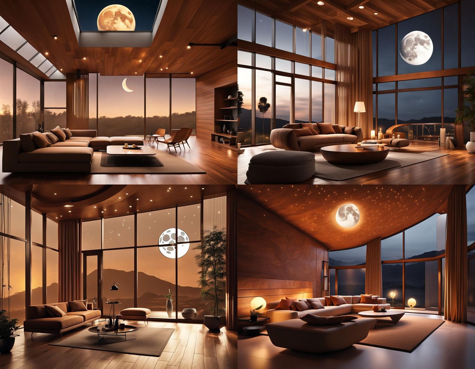 Warm Organic Architecture Interior at Night