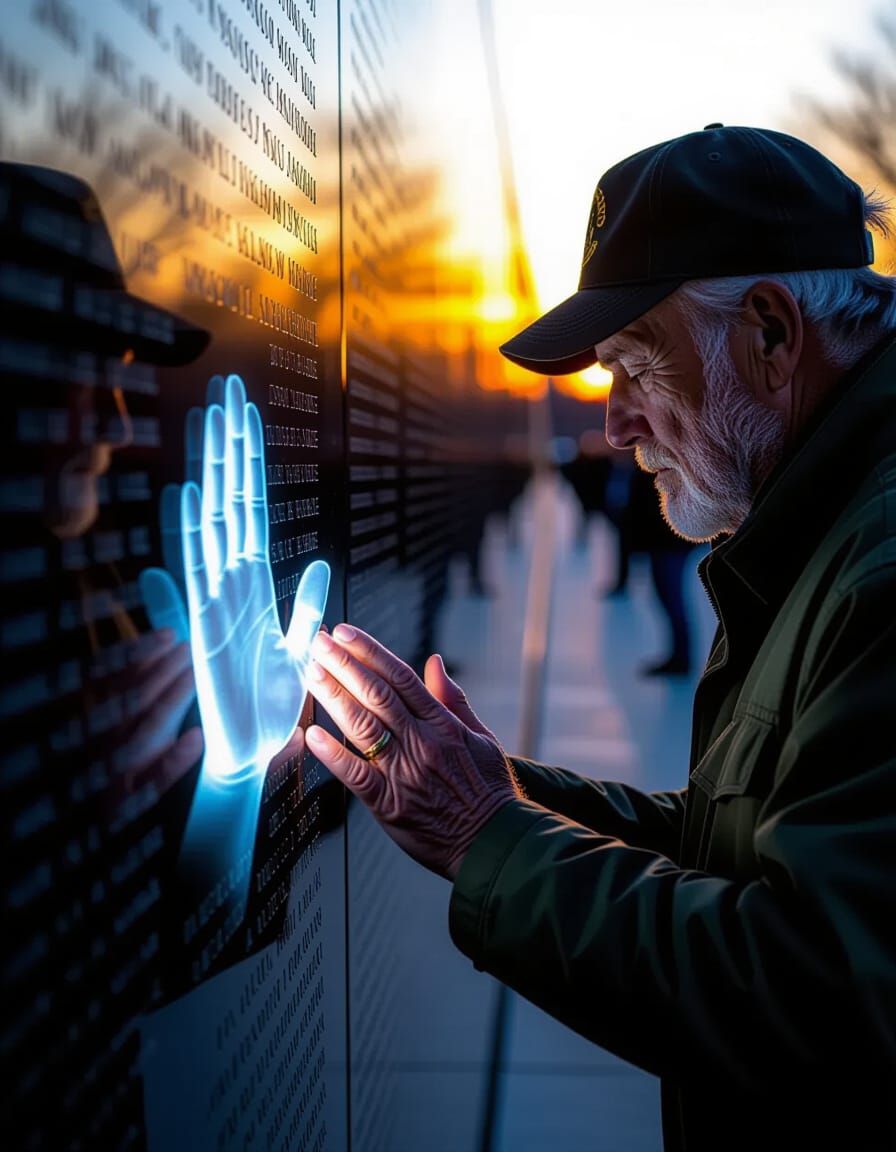 Veteran Touches Vietnam Wall, Spirit Hand Responds