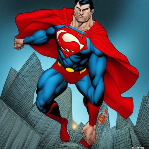 Russian Superman in Comic Book Art Style