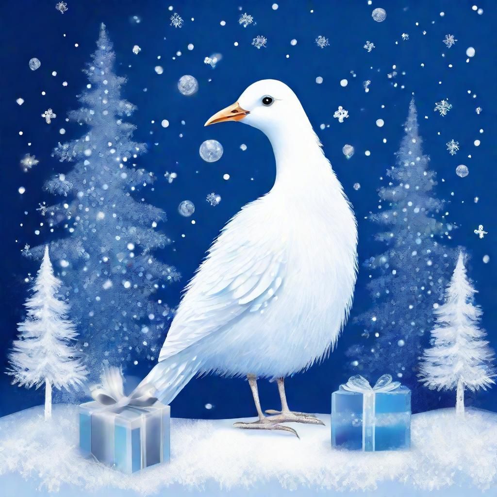 Whimsical Winter Bird in Crystal Fantasy Illustration