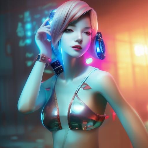 Neon DJ girl