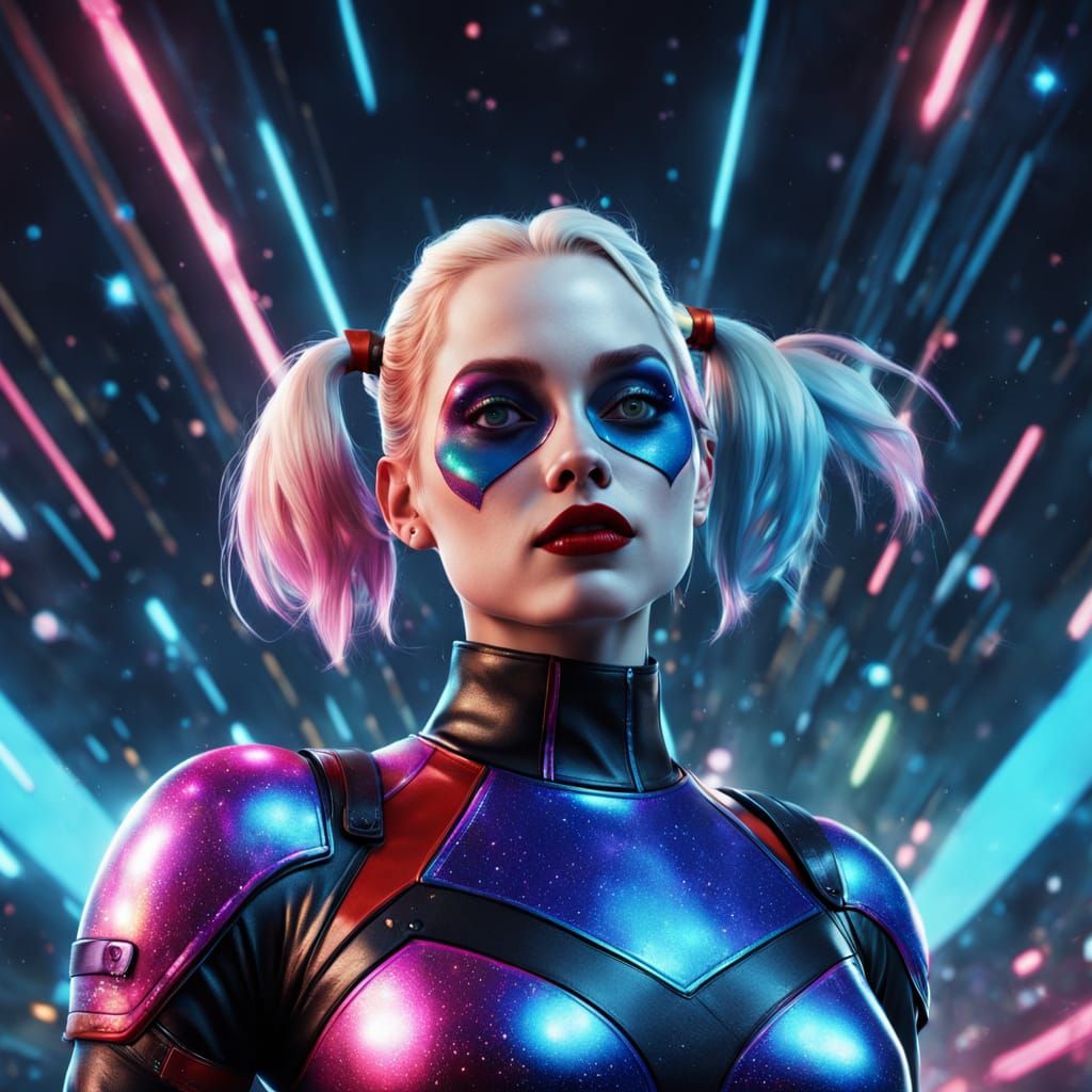 Vibrant Harley Quinn in Space