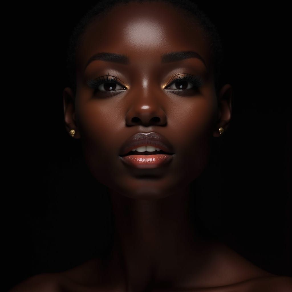 Ethereal African Beauty with Expressive Eyes and Luscious Li...