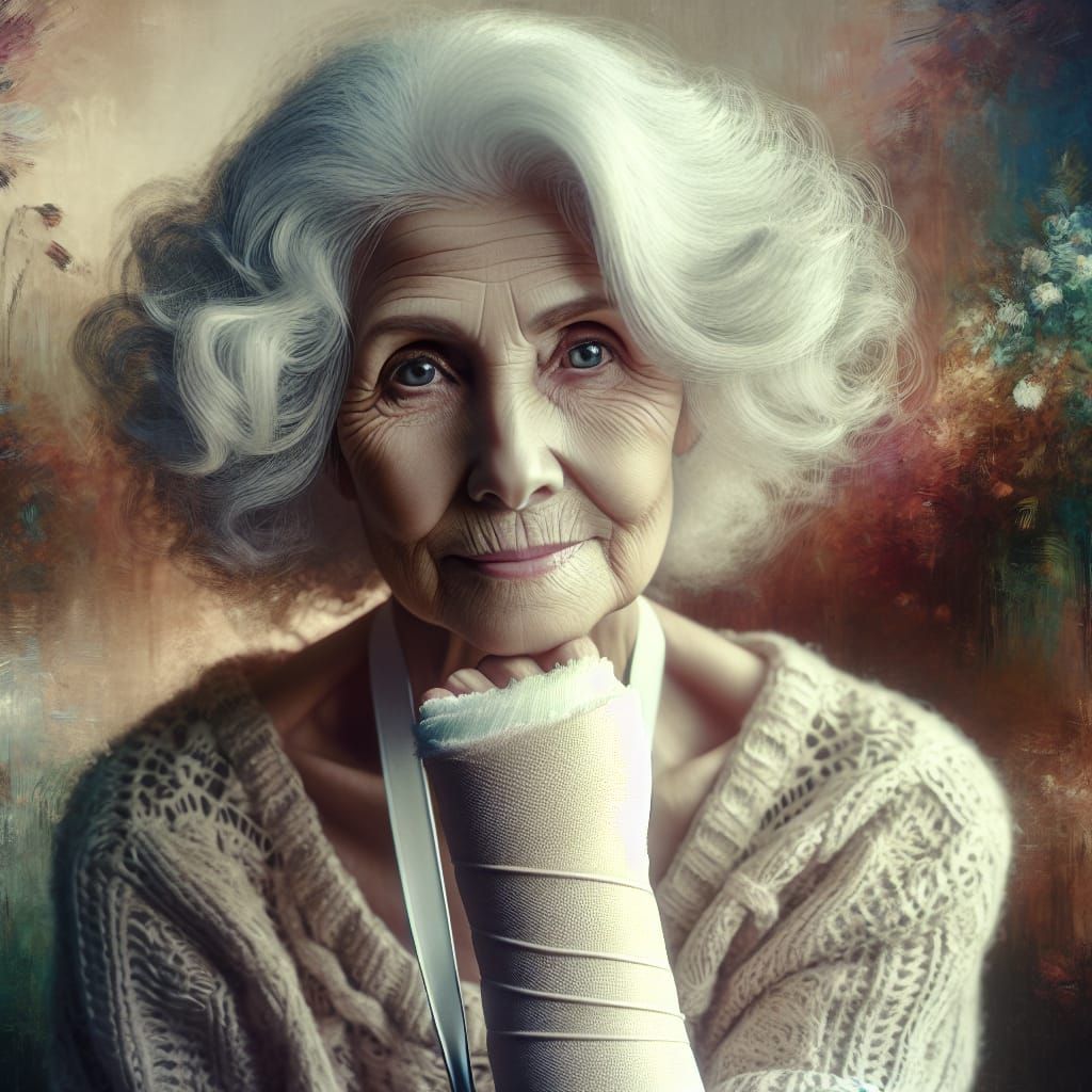 Wise Woman with Arm Cast in Matte Painting