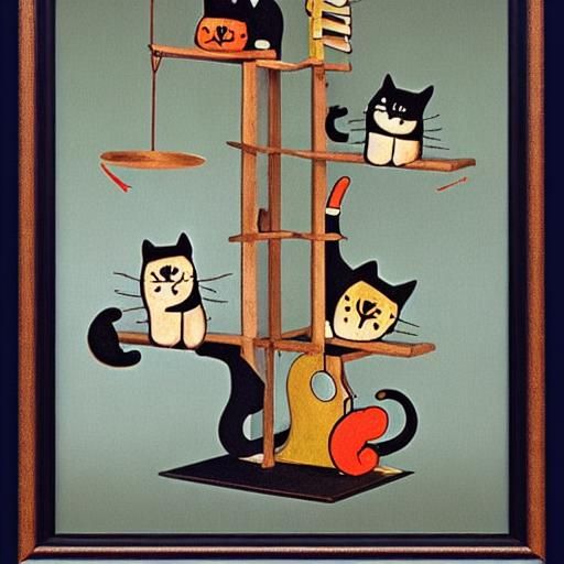 Intelligent Cat Support System: Abstract Linear Art