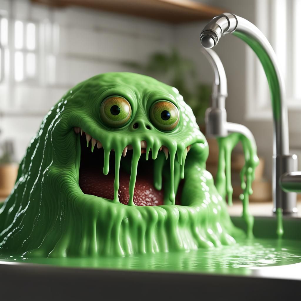 Green Slime Monster Emerges: Ultra Realistic 8K Render