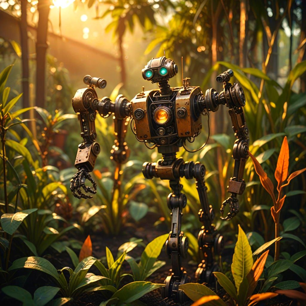 Robotic Botanical Wonders in Rusty Splendor