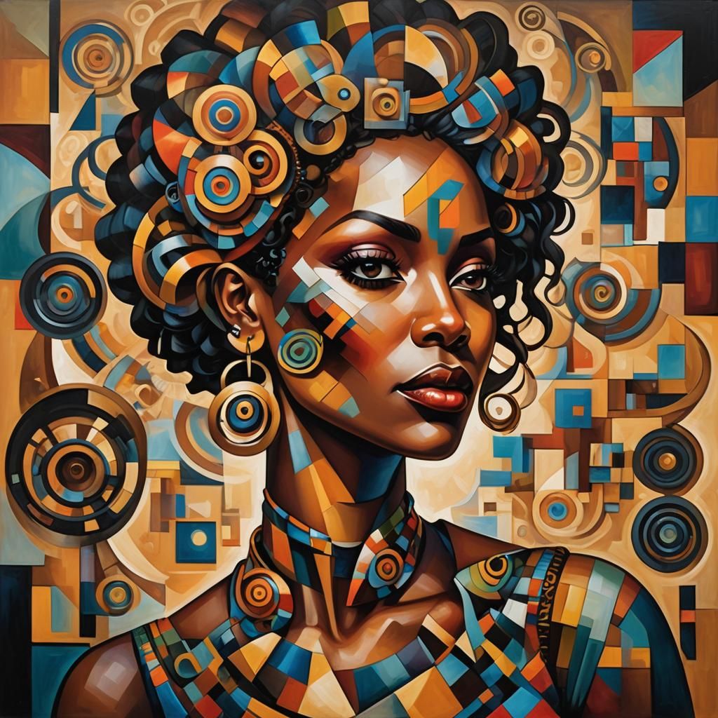 Cubist Painting of an African-American Woman