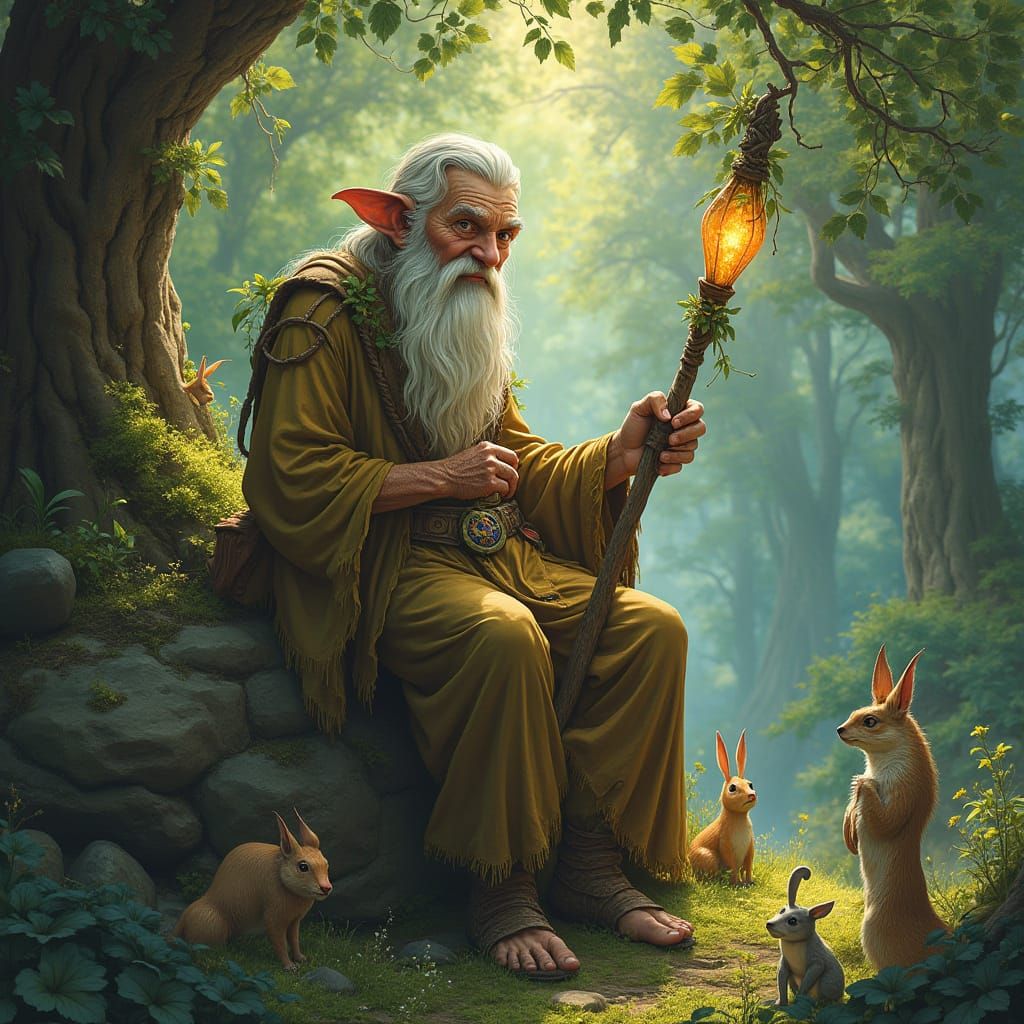 Enchanted Forest Hermit with Woodland Creatures
