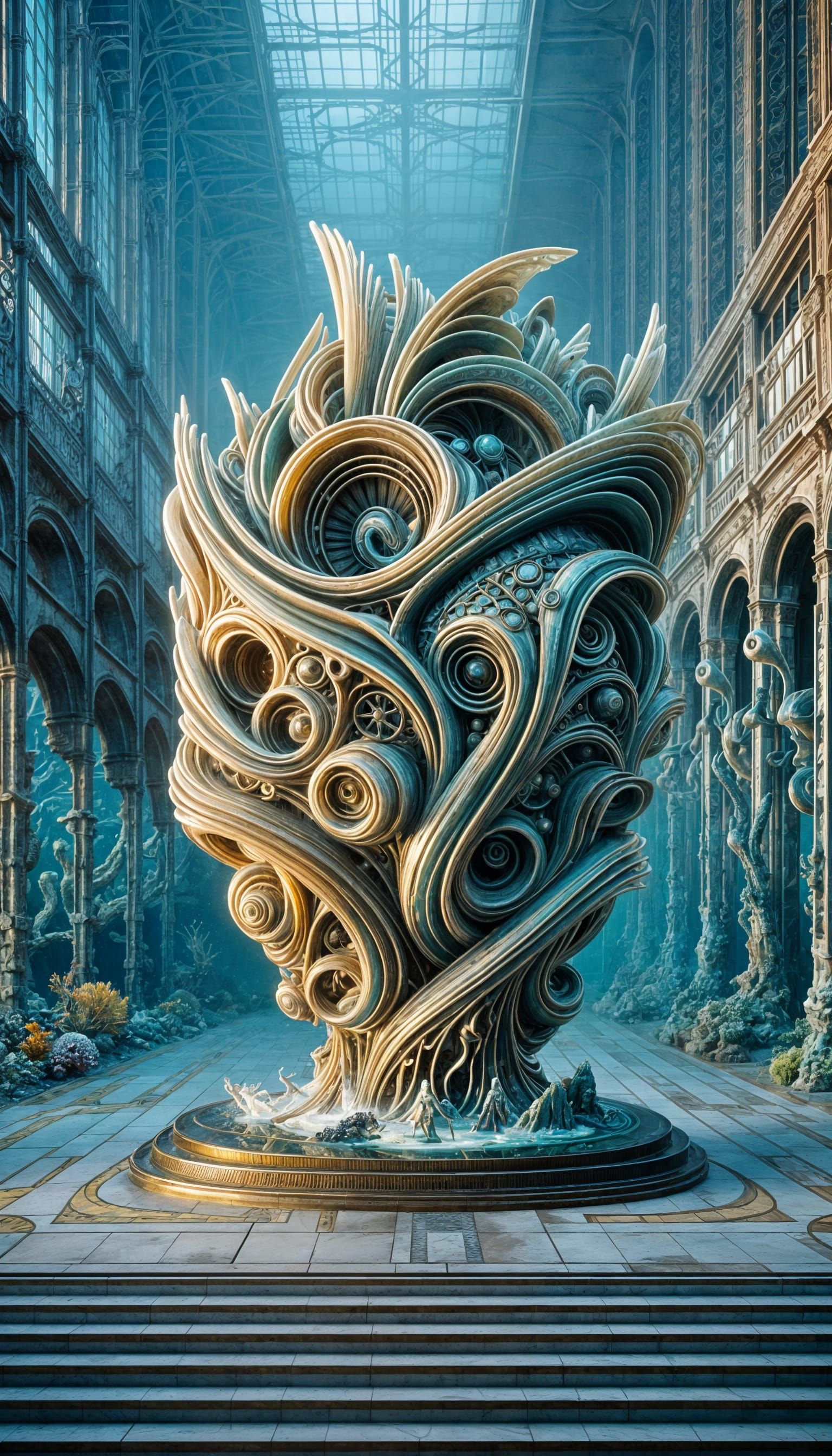 Eldritch Glass Sculpture in Art Deco Style