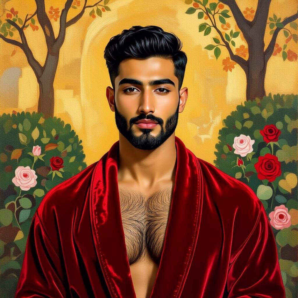 Golden Portrait of a Man in Klimt Style