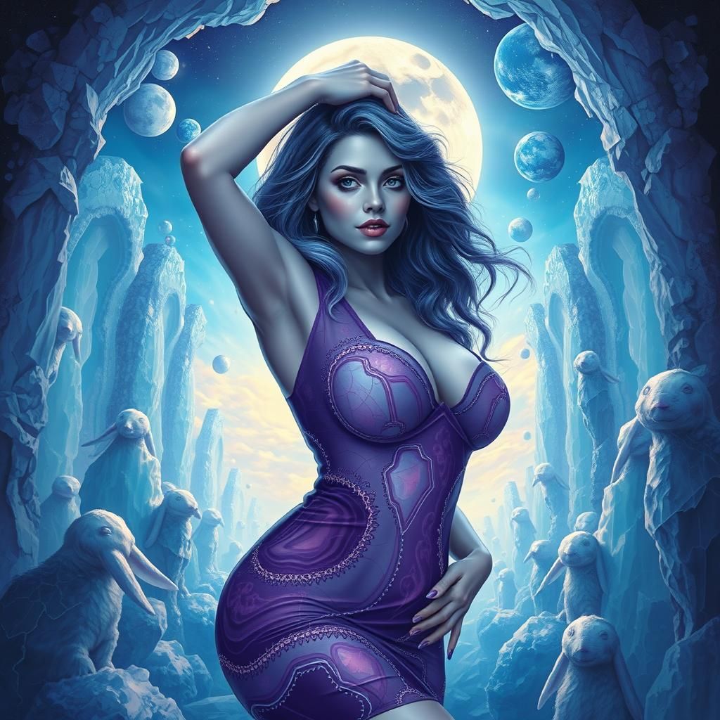 Ice-Skinned Woman with Crystal Hair: Fantasy Masterpiece