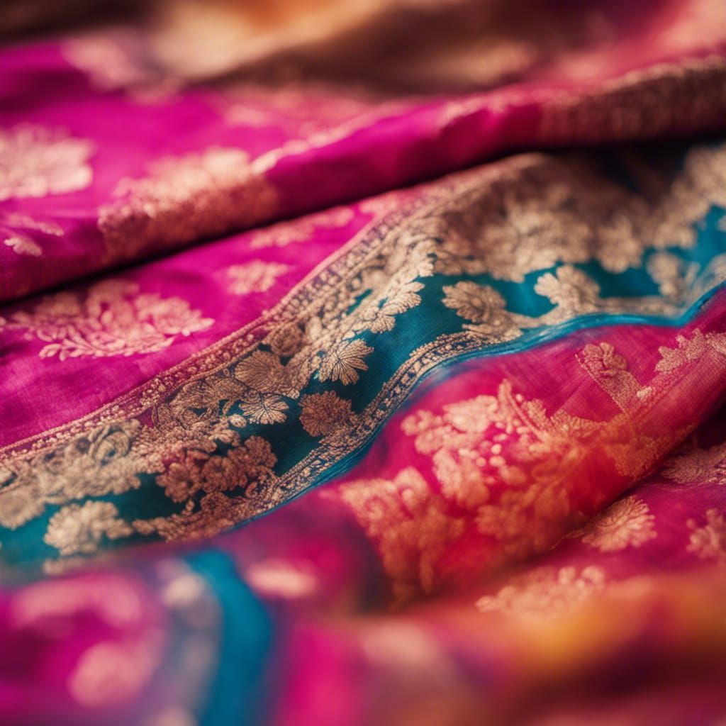 horizontal brightly colored Indian sari fabric