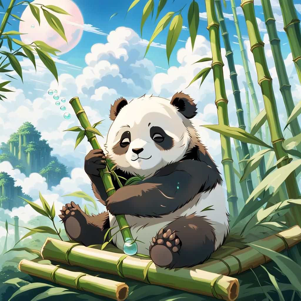 Cute Panda Sleeping in Clouds, Anime Key Visual