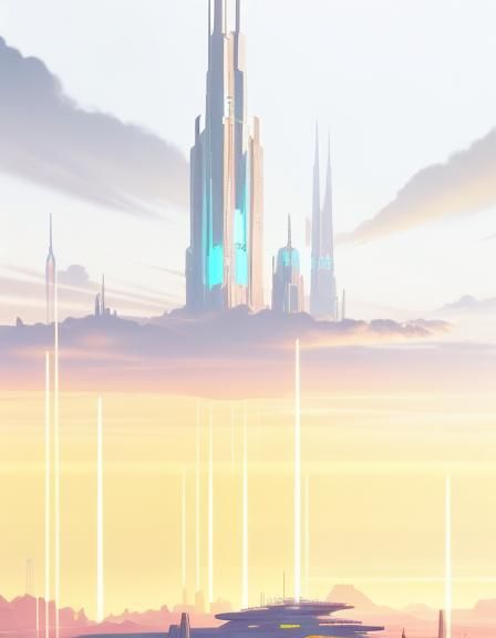 Towering Mech in Futuristic Cityscape, Sci-Fi Concept Art