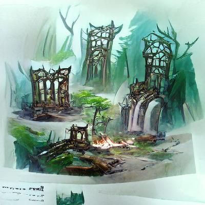 Enchanted Elven Ruins in Mystic Forest