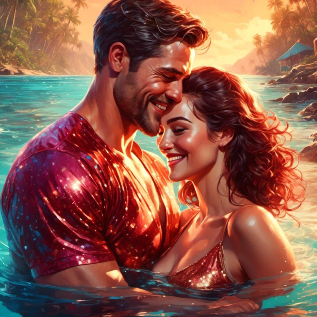 Retro Rockabilly Couple Cuddling and Smiling