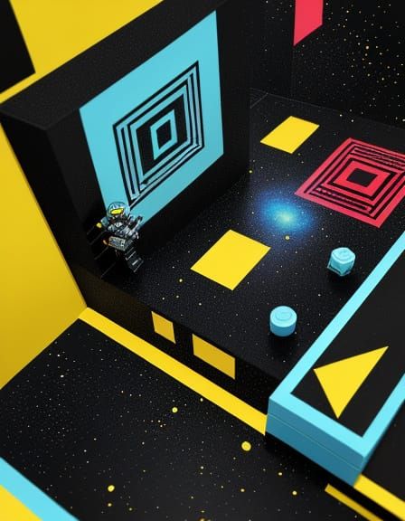 Graffiti Style Lego Space Scene with Rockets and Astronauts