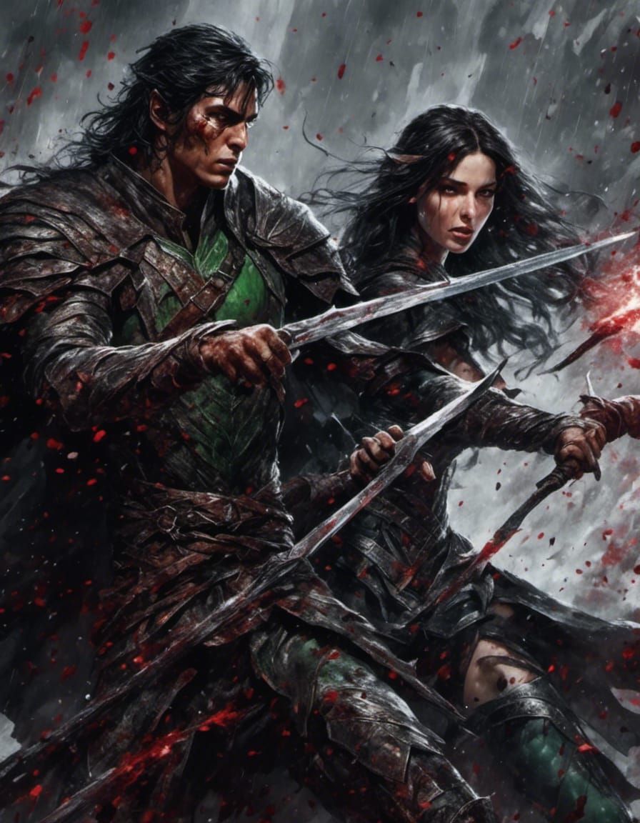 Elven Couple Battles Foes in Gritty Dungeon